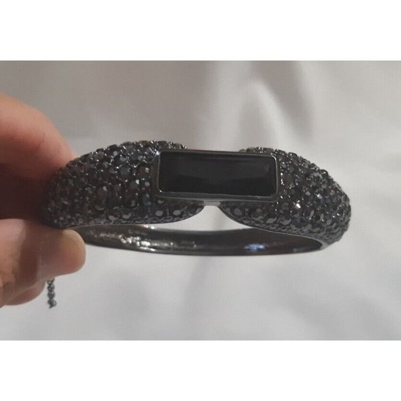 Fifth Avenue Ladie's Cuff Bracelet Black Swarovski Baguette & Round Crystals - Picture 4 of 10